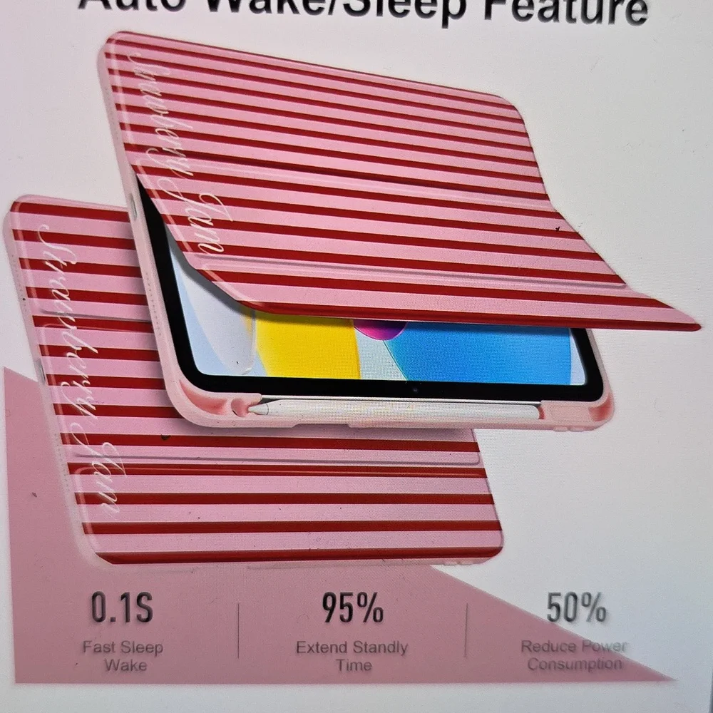 Red & Pink Striped Case Apple ipad 11 Inch M3 2025 M2 2024, ipad Air 5th 2022